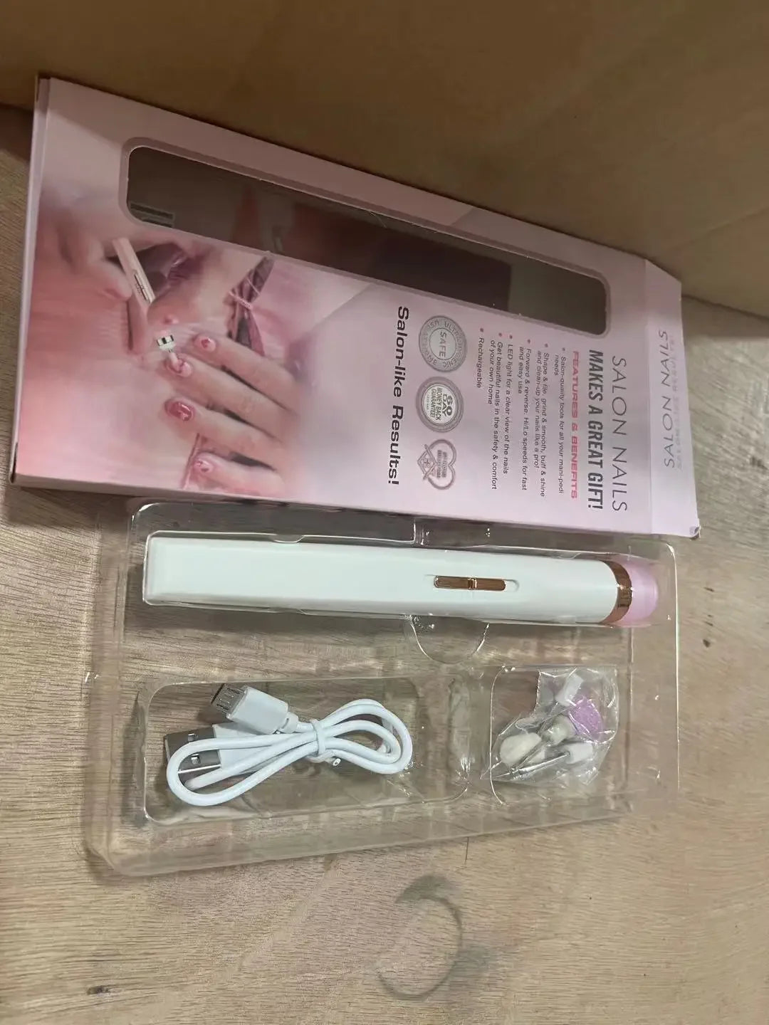 Electric Nail Grinder Nail Polishing Machine with Light Portable Mini Electric Manicure Art Pen Tools with Box for Gel Removing Peaceful Pleasures Health and Wellness WHITE