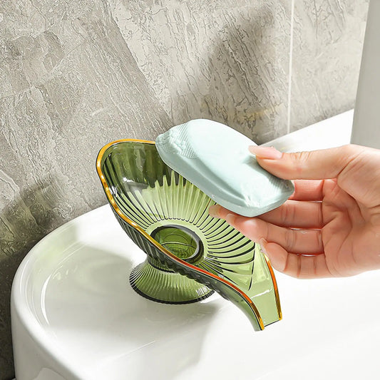 Leaf Self-Draining Soap Dish – Clear Non-Slip Soap Holder Tray Soap Dish Oasis Select