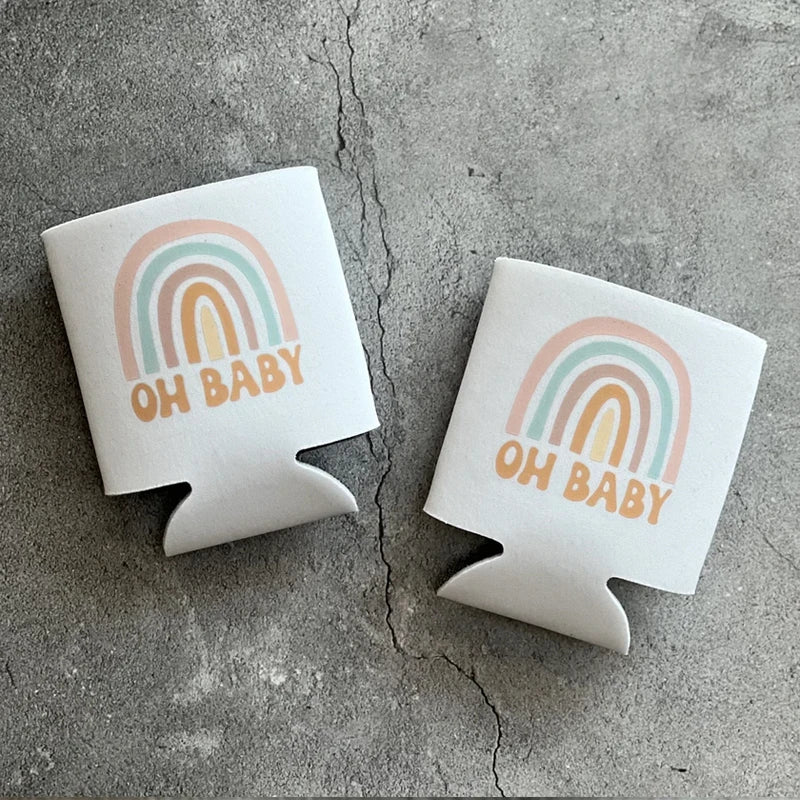6-Pack Rainbow Oh Baby Can Coolers – Baby Shower Party Favors Party Can Coolers Peaceful Pleasures Health and Wellness