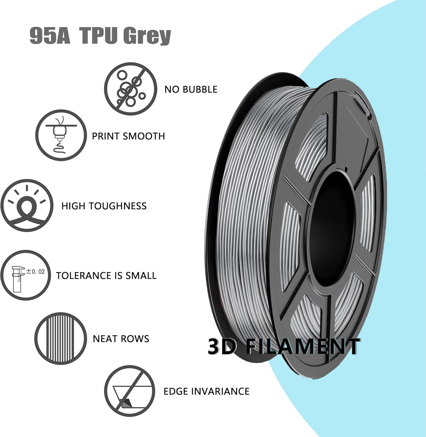 DINGSUN TPU Filament 1.75mm 98A Flexible 3D Printing 250g–1kg