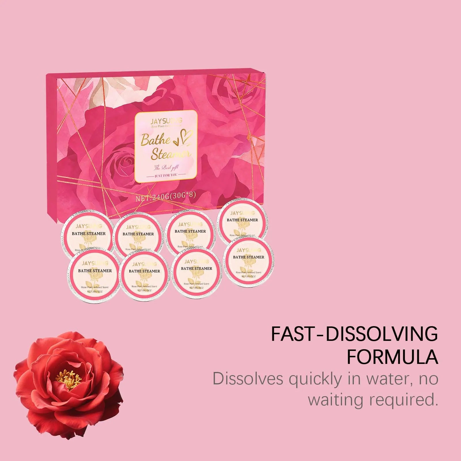 Jaysuing Rose Shower Tablets for Relaxing Bath Experience Peaceful Pleasures Health and Wellness