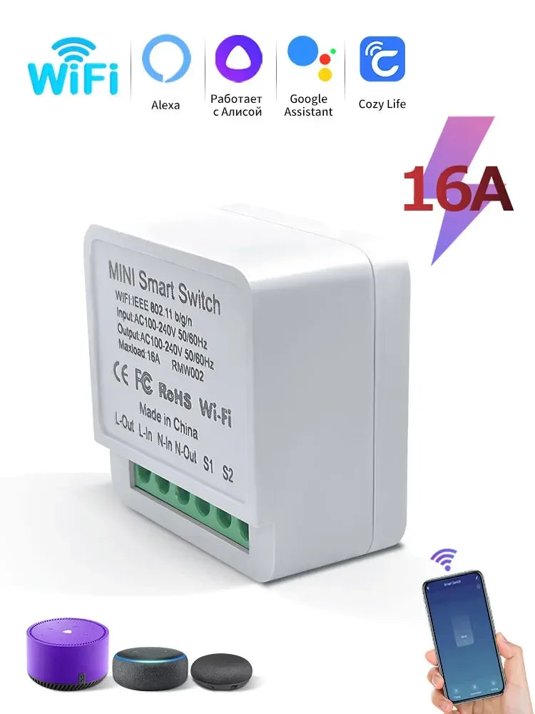 20A 16A Smart WiFi Switch Cozylife APP Remote Control Breaker Module 100-240V Wireless Light Switch Works with Alexa Google Home Peaceful Pleasures Health and Wellness 16A wifi switch