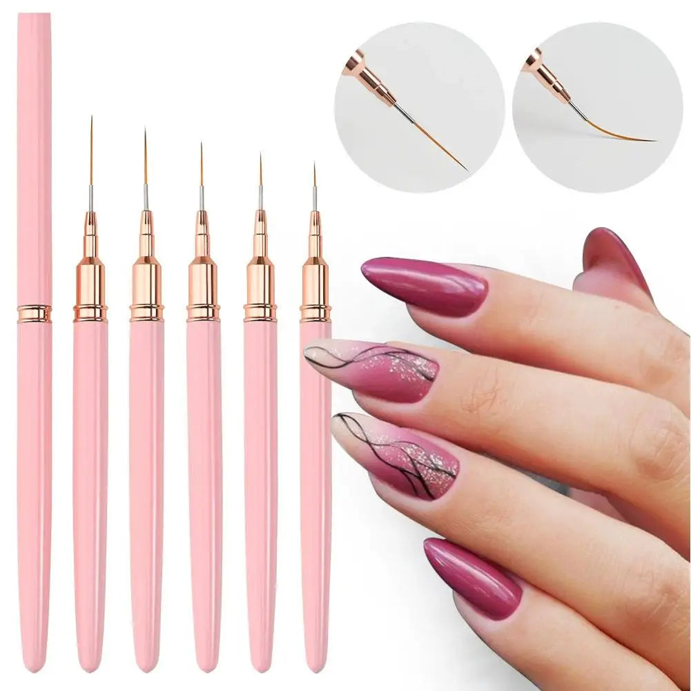 5-Piece Nail Art Liner Brush Set – UV Gel & Polish Nail Care Peaceful Pleasures Health and Wellness