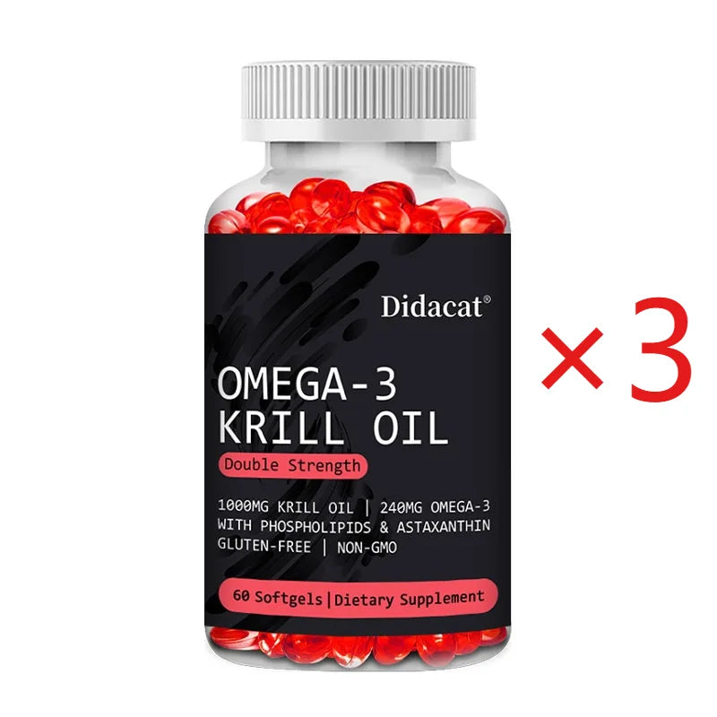 Krill Oil 1000mg Capsules – Astaxanthin, Omega-3 EPA & DHA