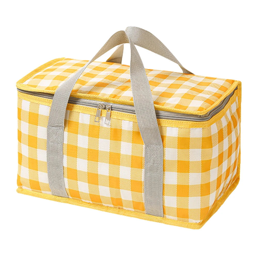 Checkered Picnic Insulated Lunch Bag – Large Capacity Waterproof Insulated Bag Peaceful Pleasures Health and Wellness Yellow Australia
