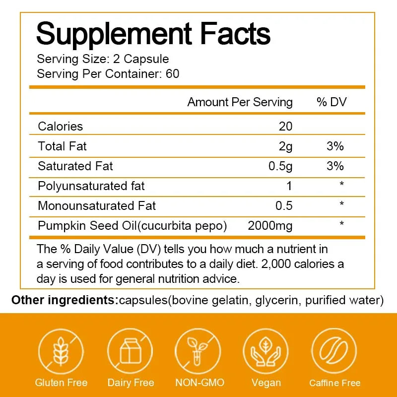 Pumpkin Seed Oil 2000mg Capsules with Saw Palmetto – 120ct Peaceful Pleasures Health and Wellness