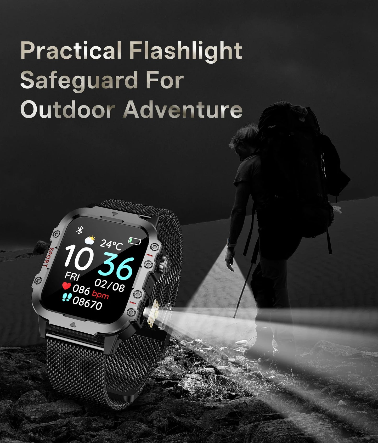 COTAUL Military Smartwatch 1.44" BT Call GPS Fitness Tracker