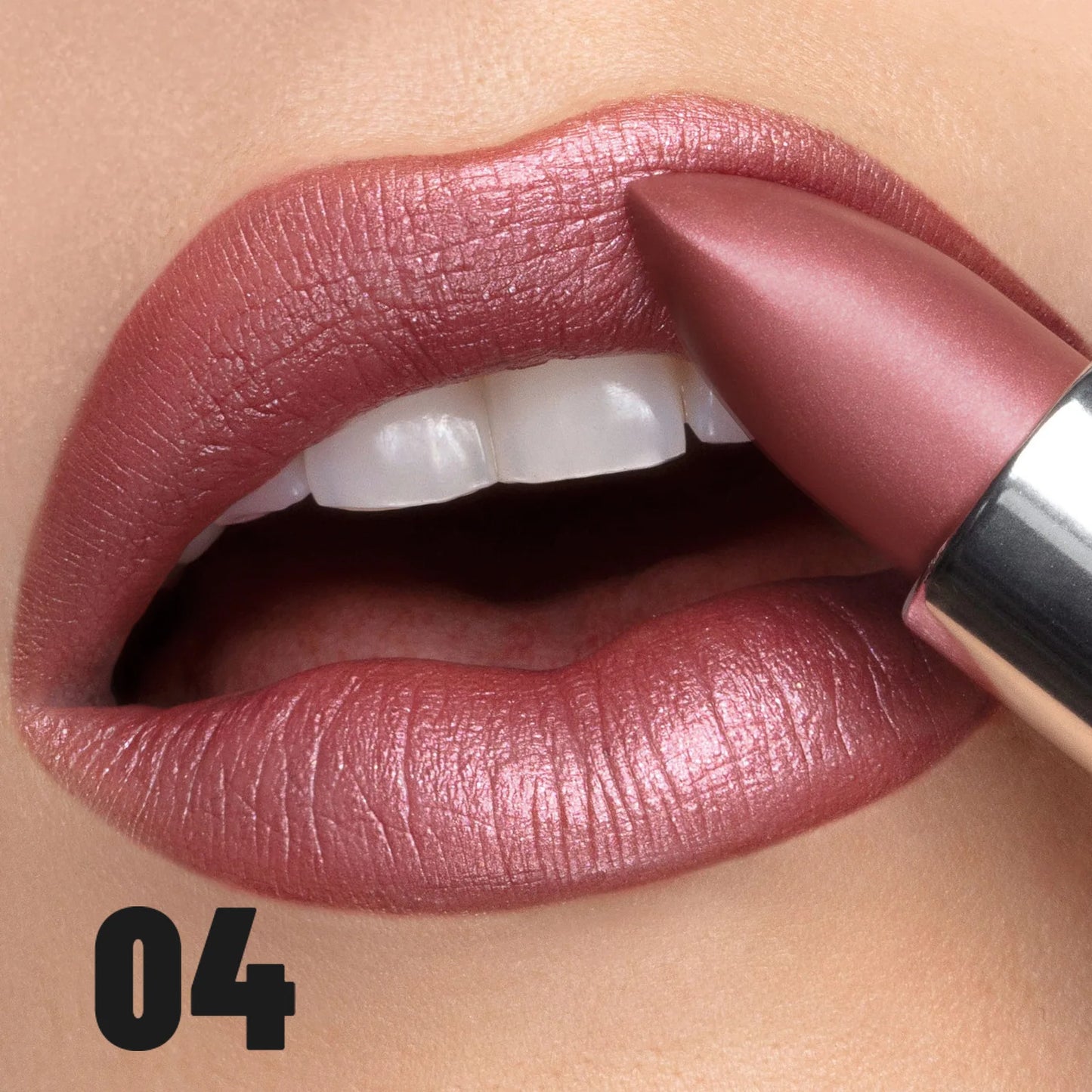 Metallic Lipstick – Frosted Bronze Gold Shimmer, Waterproof