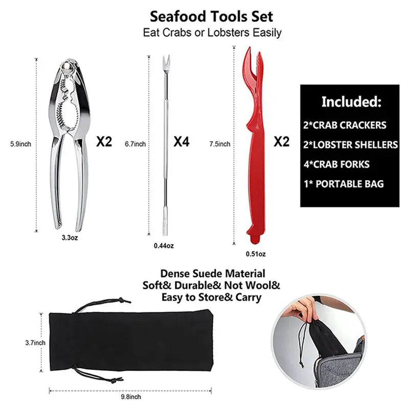 A36T-Crab Crackers And Tools, Lobster - 4 Crab Leg Crackers And 8 Crab Leg Forks Sturdy & Durable & Rustproof &Reusable Peaceful Pleasures Health and Wellness