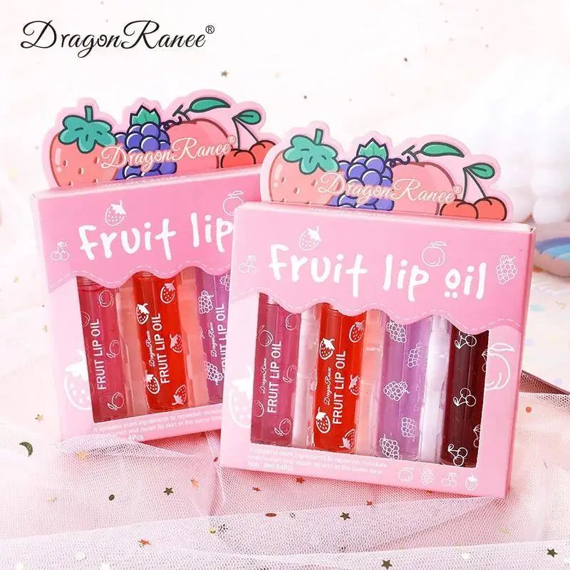 4-Pack Roll-On Fruit Lip Oil – Hydrating & Moisturizing Gloss Set