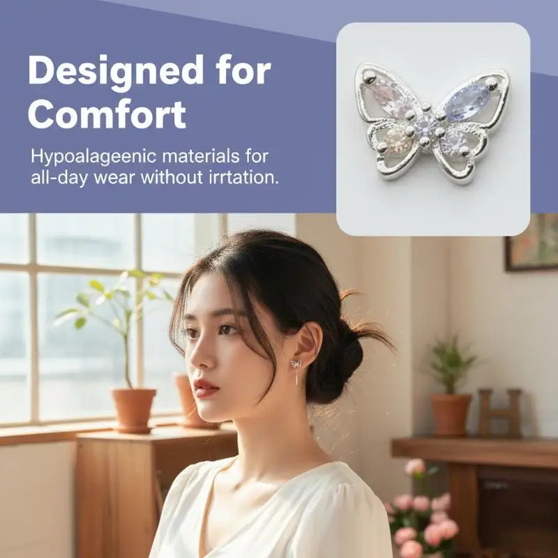 Butterfly Dangle Earrings | Hypoallergenic CZ Drop Earrings