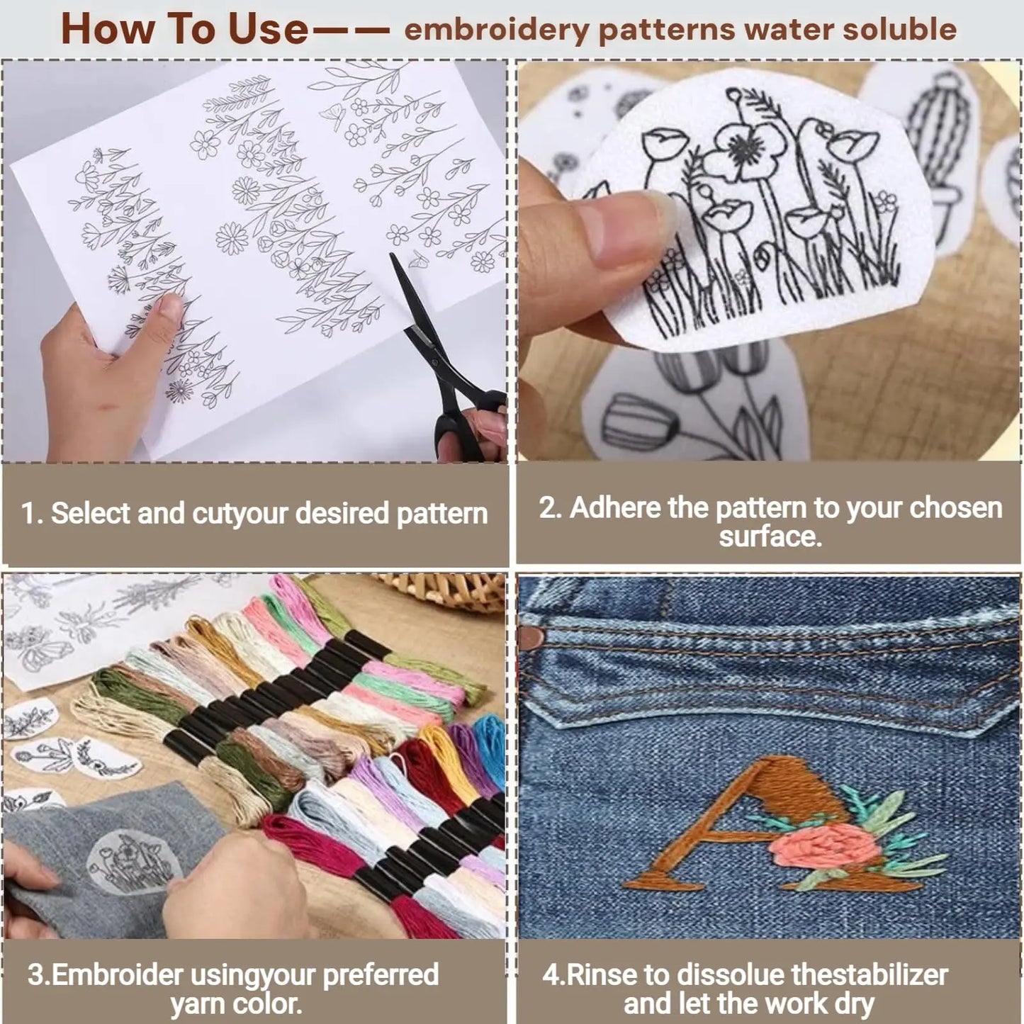 2026 Upgraded Embroidery Stitch Book Kit|Includes Embroidery Hoop,86 Tools,65 Water-Soluble Patterns &106 Stitches With Guides Peaceful Pleasures Health and Wellness