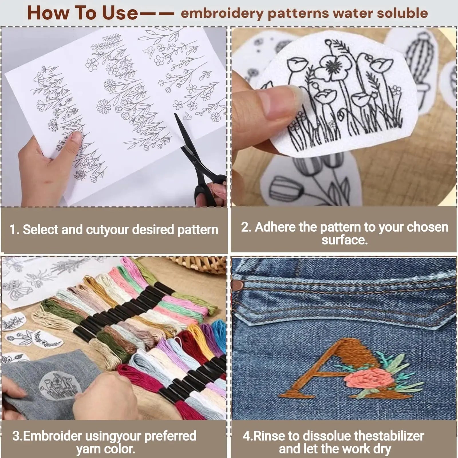 2026 Upgraded Embroidery Stitch Book Kit|Includes Embroidery Hoop,86 Tools,65 Water-Soluble Patterns &106 Stitches With Guides Peaceful Pleasures Health and Wellness