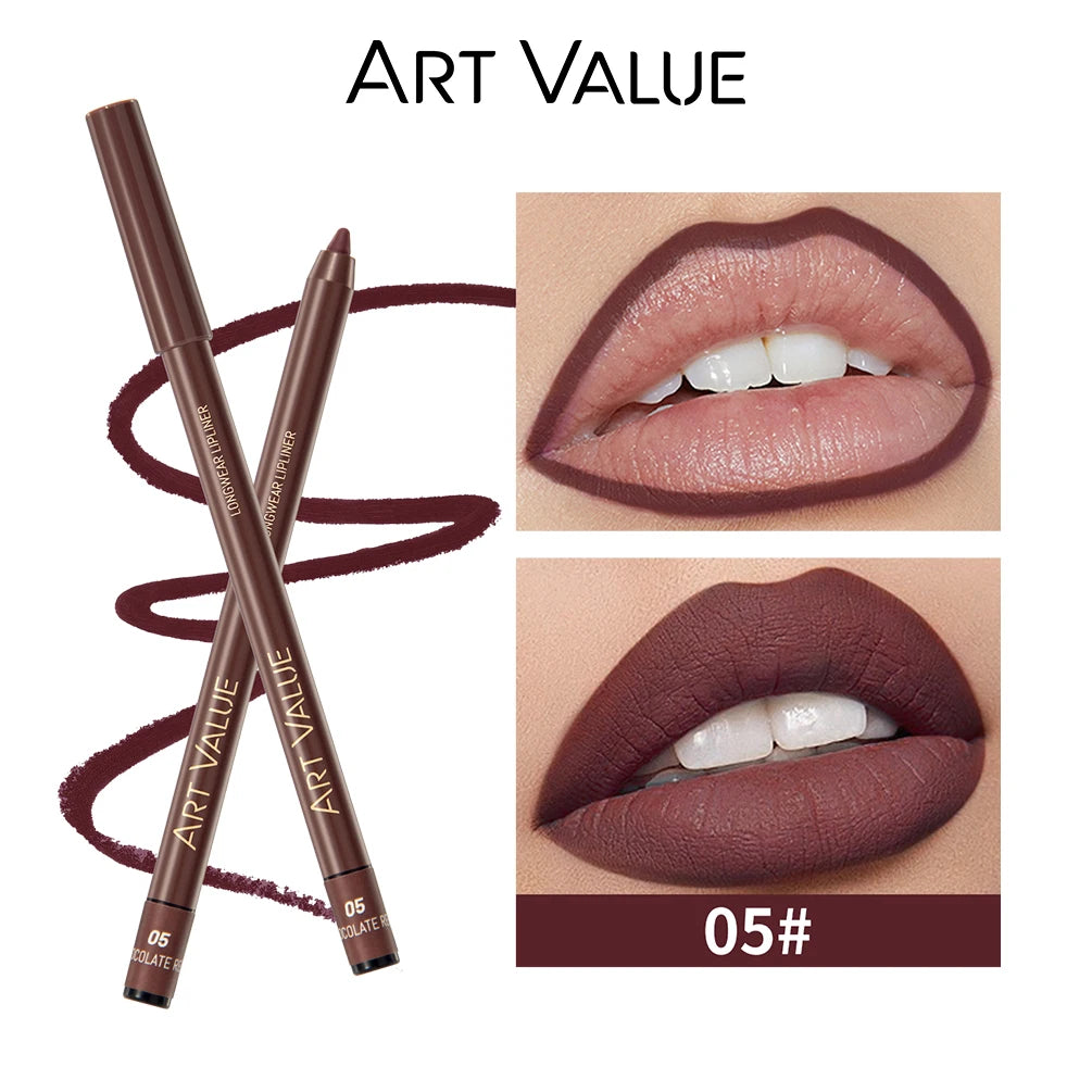 QIBEST Lipliner Pencil Matte Nude Red Contour Tint Lipstick Long Lasting Non-stick Cup Lipliner Pen Makeup Lip Stain Pencil Peaceful Pleasures Health and Wellness 05