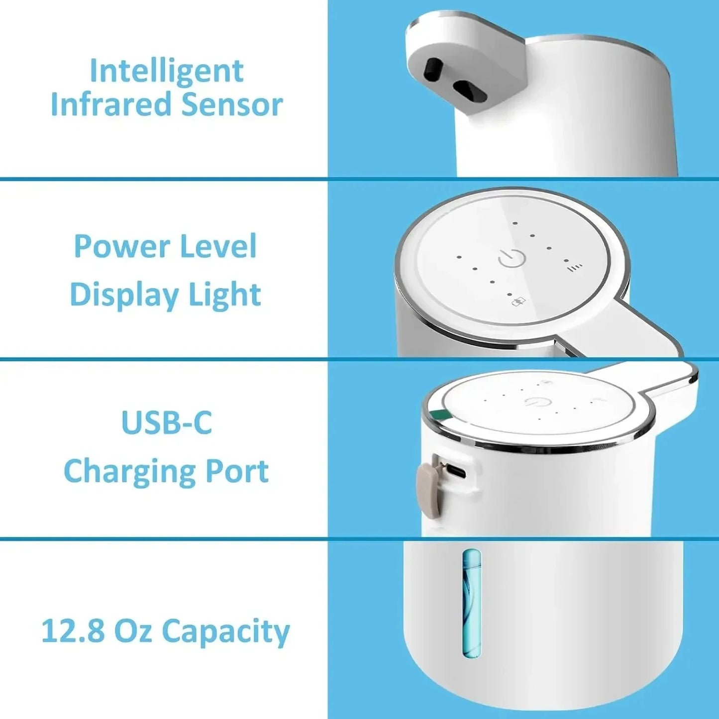 HOMEFISH Touchless Foaming Soap Dispenser 380ml USB Rechargeable
