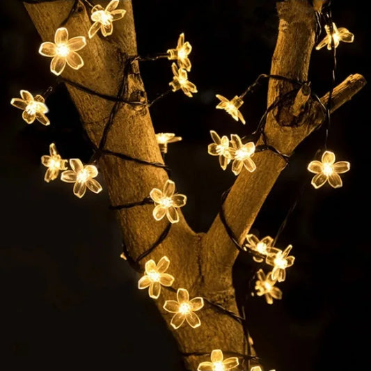 Solar Sakura String Lights 6.5M 30 LED Outdoor Waterproof Garden Solar String Lights Peaceful Pleasures Health and Wellness