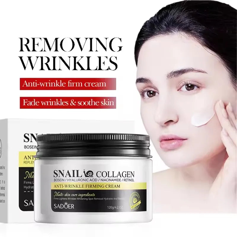 SADOER Snail Collagen Anti Wrinkles Face Cream Firming Moisturizing Skin Whitening Anti-aging Hydrating Facial Cream Skin Care Peaceful Pleasures Health and Wellness