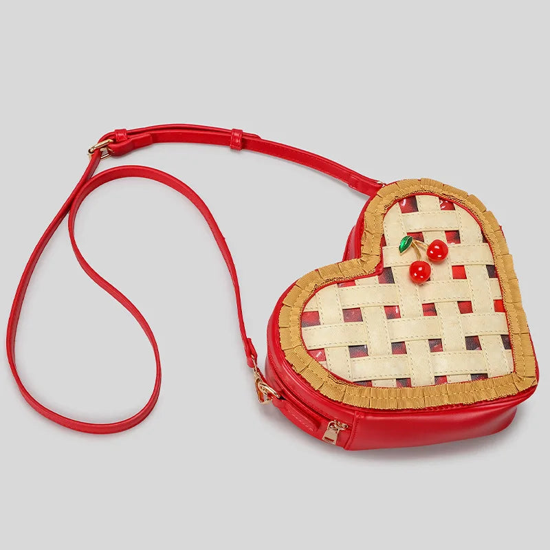 New Niche Design Creative Love Shoulder Crossbody Bag Cherry Cream Cake Box Bag Cartoon Shaped Handbag Fashionable and Versatile Peaceful Pleasures Health and Wellness