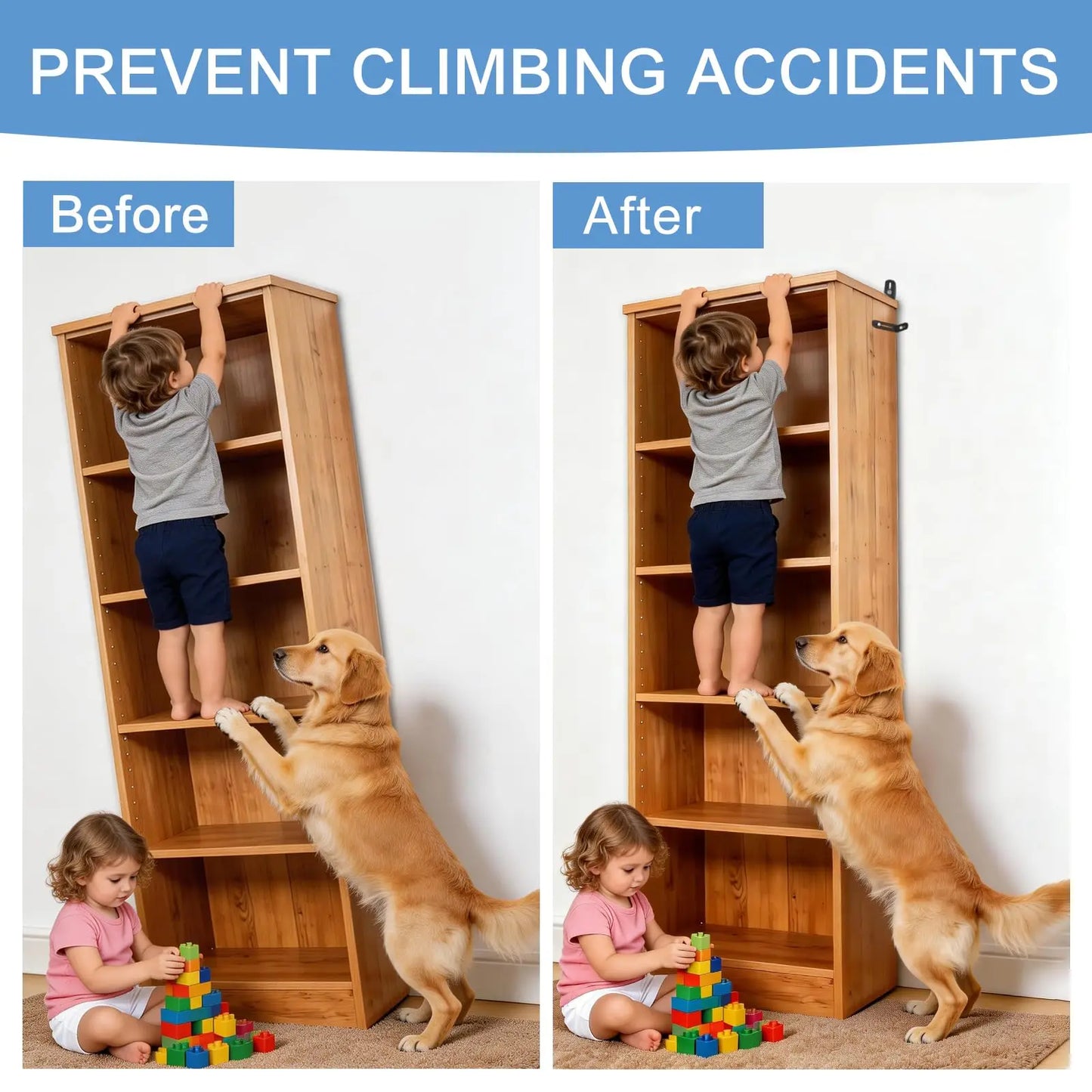 12-Pack Steel Furniture Anti-Tip Anchors | Baby & Pet Safety Kit