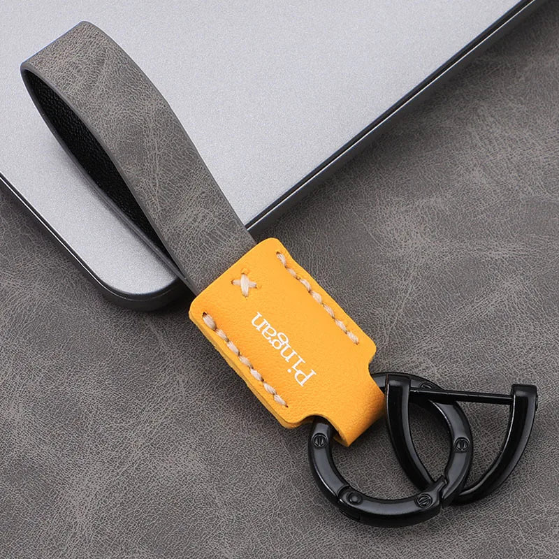 Leather D-Ring Car Keychain | Multi-Color Key Pendant