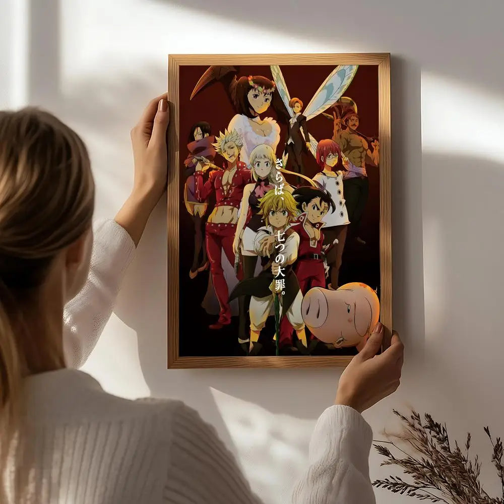 Anime T-The Seven Deadly Sins Poster HD Self Adhesive Waterproof Wall Art Ideal for Home Office Dorm Bedroom Great Gift Peaceful Pleasures Health and Wellness White5 30X40cmNoframe