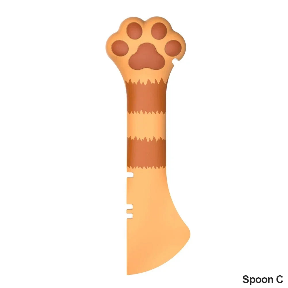 Practical Pet Supplies Small Tools Pet Can Opener Spoon 2in1 Cat Can Silicone Spoon Spoon Spoon Spoon Cat Shovel Wet Food Feeder Peaceful Pleasures Health and Wellness Orange cat yellow