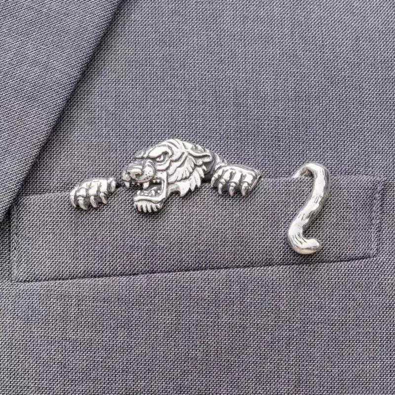 Zinc Alloy Lapel Pin with Crocodile Tiger Design Peaceful Pleasures Health and Wellness 02