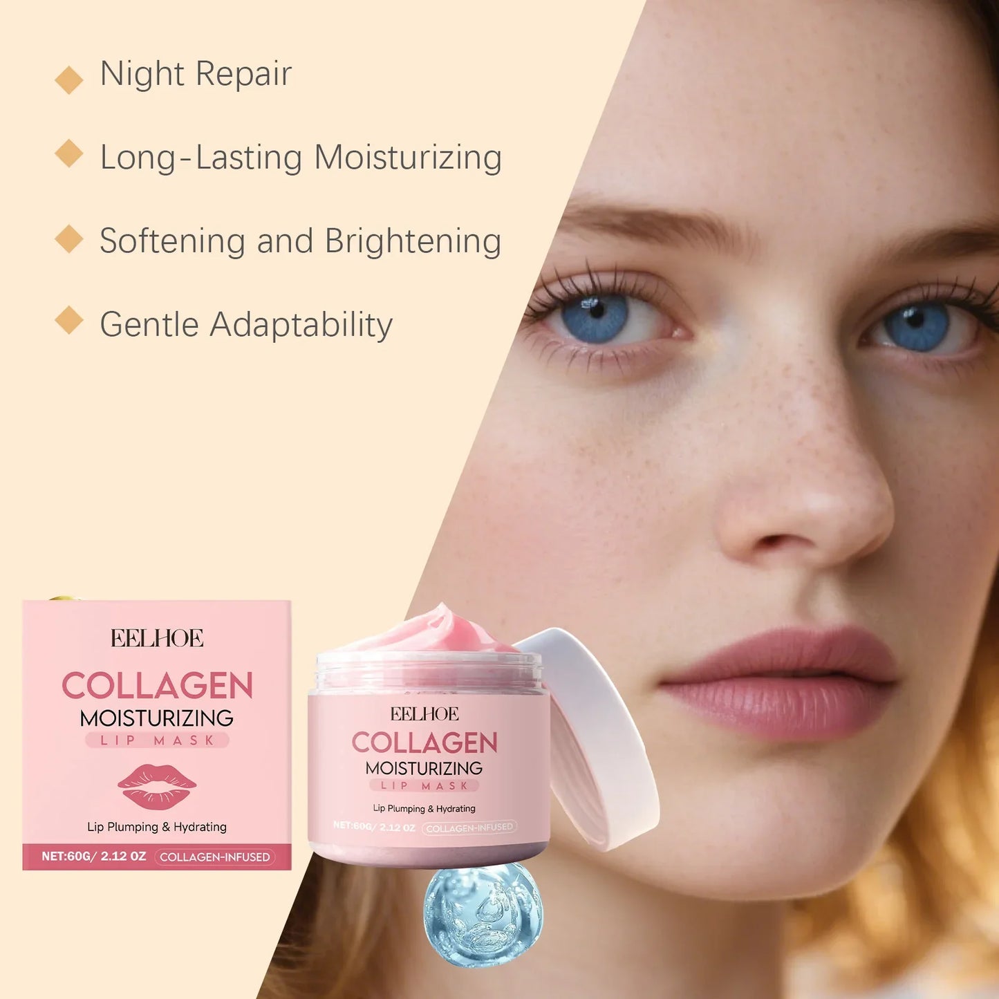 EELHOE Collagen Lip Mask – Overnight Repair & Moisturizing