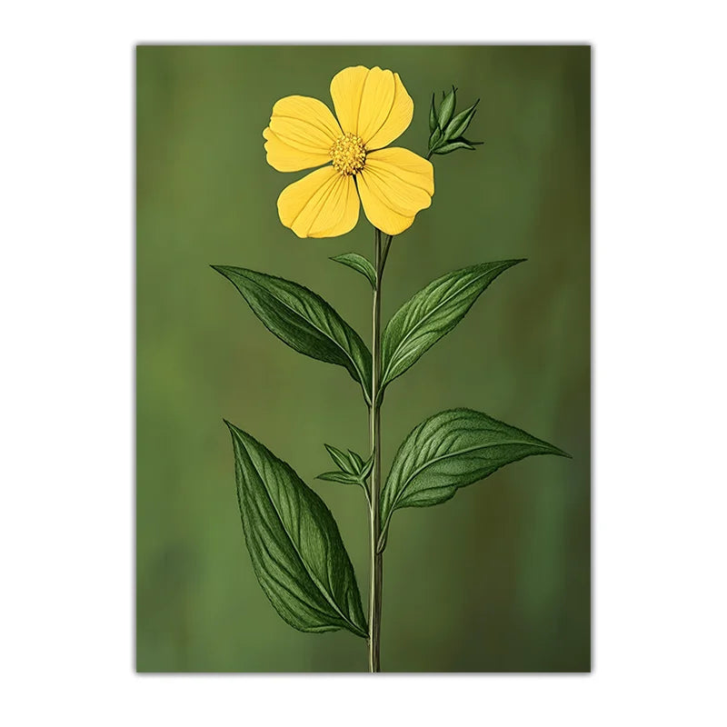 Botanical Yellow Flower Canvas Wall Art | Nordic Floral Print Floral Canvas Print Peaceful Pleasures Health and Wellness 01 50x70cm NoFrame China Mainland