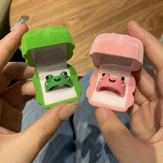 Cute Cartoon Frog Shaped Ring Couple Valentine's Day Animal Peaceful Pleasures Health and Wellness