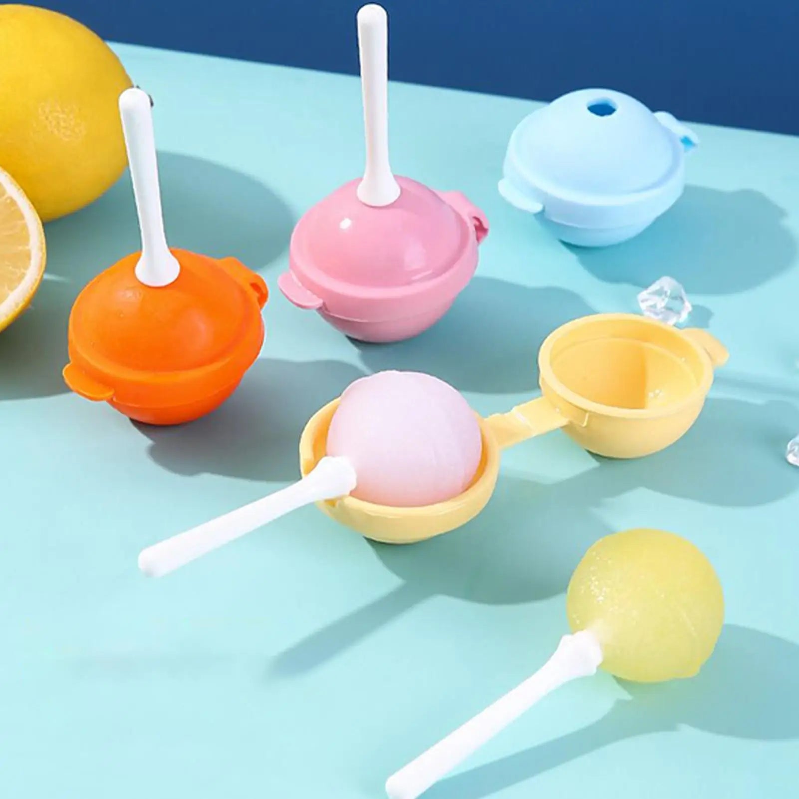 4Pcs Lollipop Shape Ice Molds For Kids Silicone Easy To Use Summer Cool Popsicles Ice Cream Make DIY Tools Ice Cube Molds Peaceful Pleasures Health and Wellness