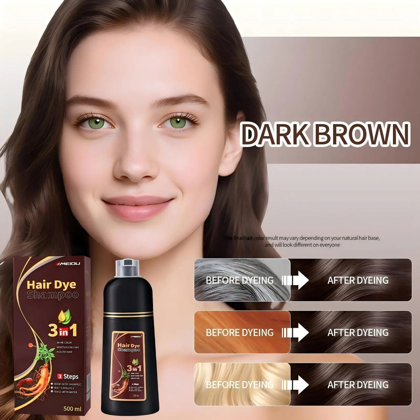 Versatile 3in1 Hair Dye Shampoo for Men and Women Peaceful Pleasures Health and Wellness Dark Brown