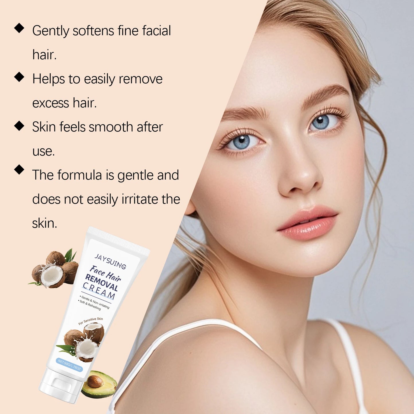 Coconut Facial Hair Removal Cream for Gentle Depilation Peaceful Pleasures Health and Wellness