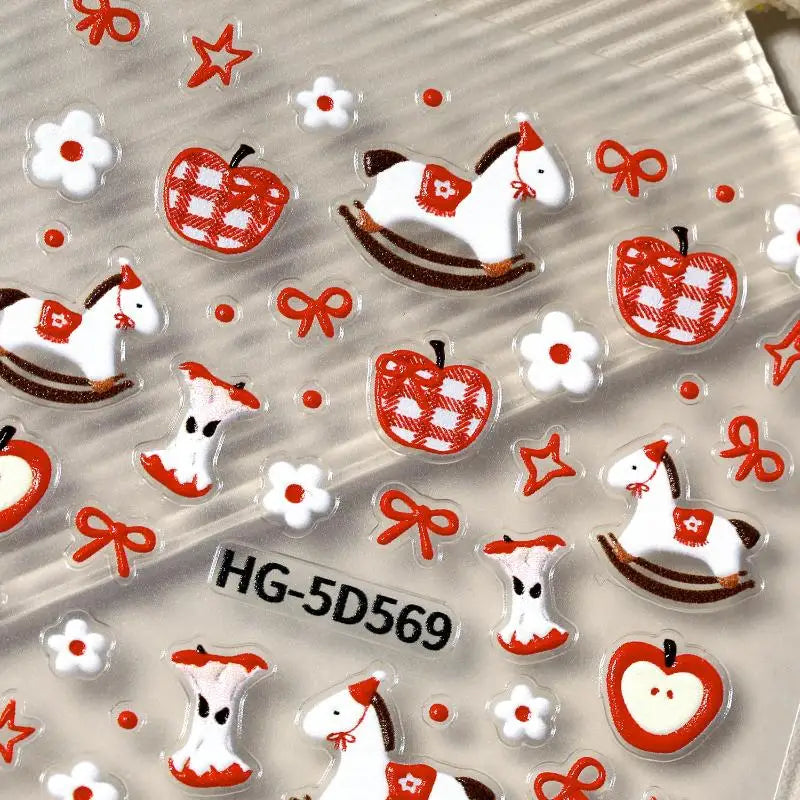 Cute Cartoon Pony Nail Stickers DIY Nail Stickers Nail Decorations Accessories Year Of The Horse Nail Appliques Art Sticker Peaceful Pleasures Health and Wellness
