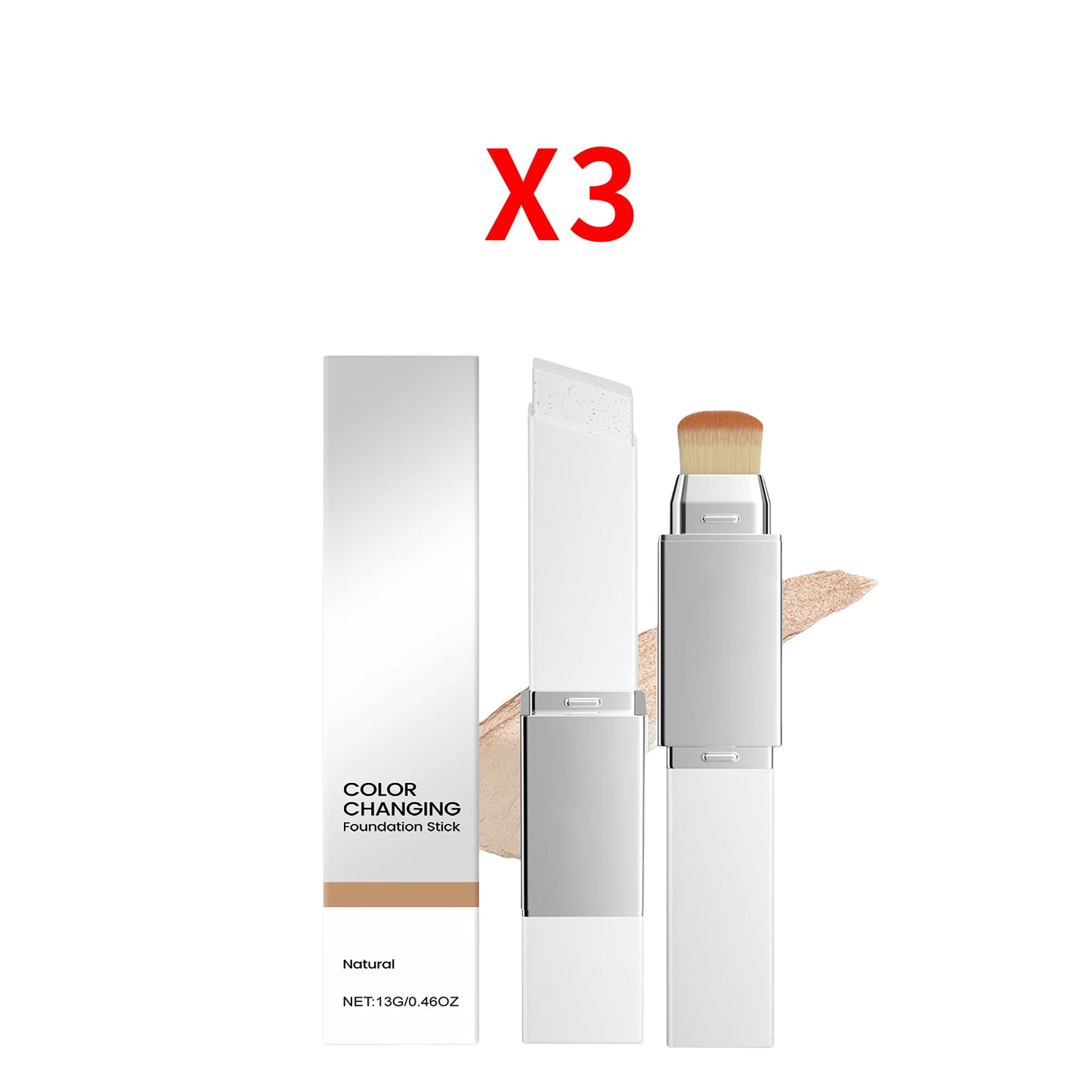 Double-Head Foundation Stick with Brush | Full Coverage Matte
