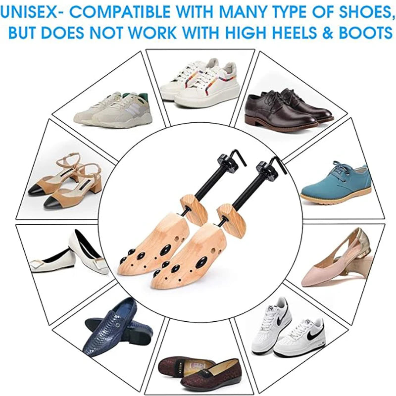 Wood Shoe Stretcher Adjustable for Men & Women – Expands Length & Width (1-2 Pcs)