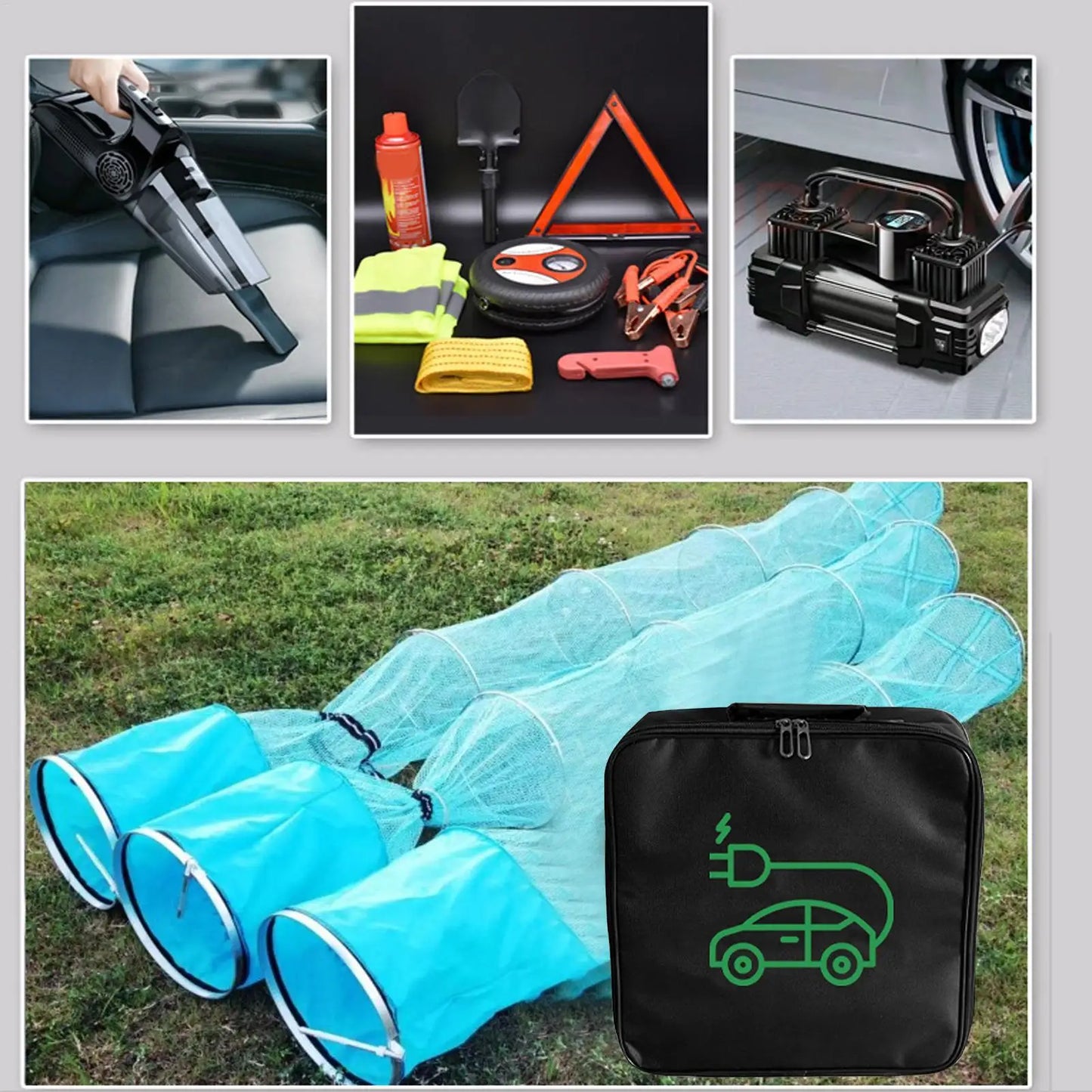Electric Car Charger Cable Bag Waterproof EV Charger Cable Handled Bag EV Extension Cords Adapters Container Car Trunk Organizer Peaceful Pleasures Health and Wellness