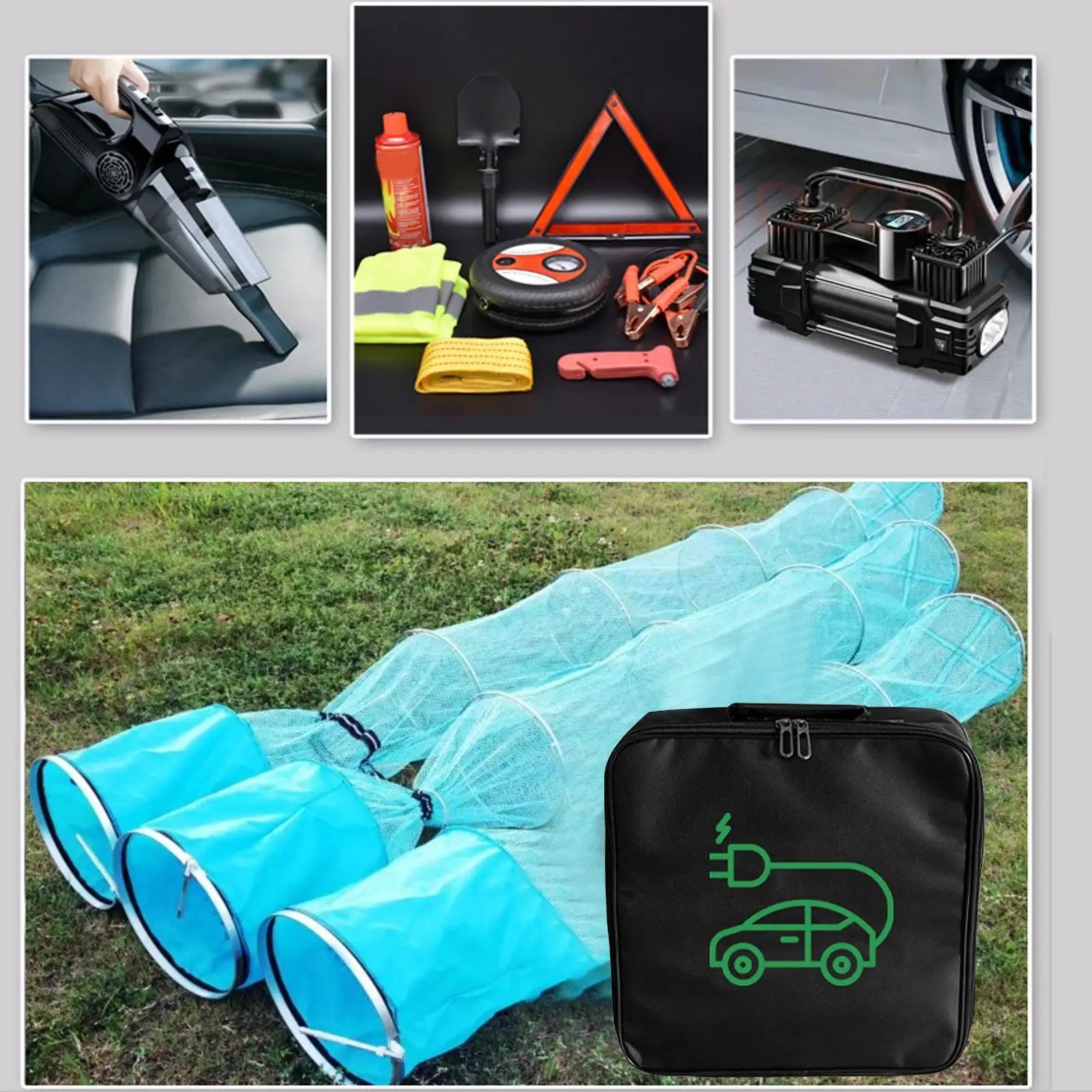 Electric Car Charger Cable Bag Waterproof EV Charger Cable Handled Bag EV Extension Cords Adapters Container Car Trunk Organizer Peaceful Pleasures Health and Wellness