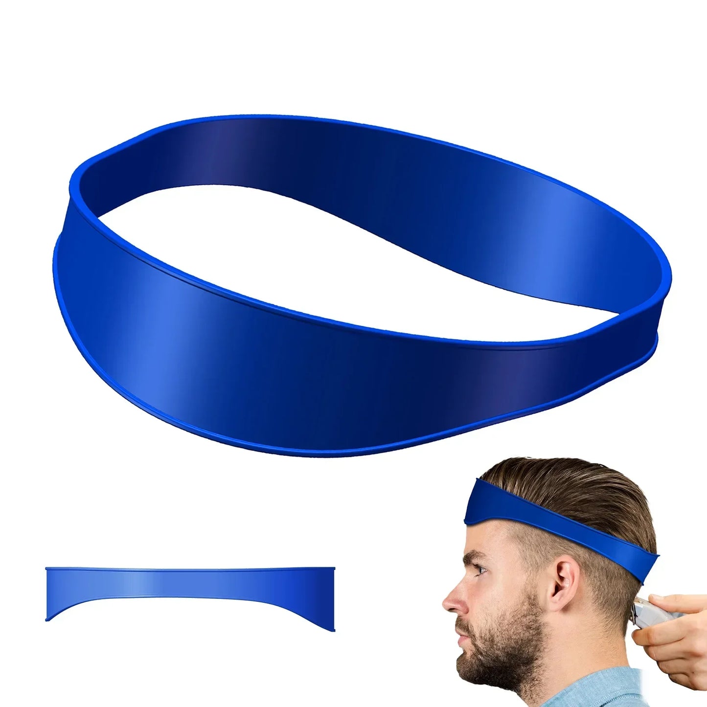 Curved Silicone Hair Trimming Tool DIY Fade Haircut Template Barber Neckline Shaving Headband for Home Haircuts Peaceful Pleasures Health and Wellness Blue