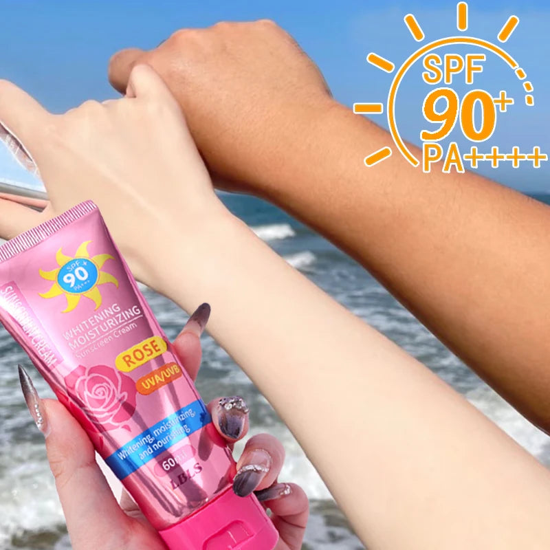 Sunscreen SPF90+ UV Radiation Protection Lsolation Moisturizing Brighten Face Body Arm Thighs Sunblock Skin Care Sunscreen Cream Peaceful Pleasures Health and Wellness