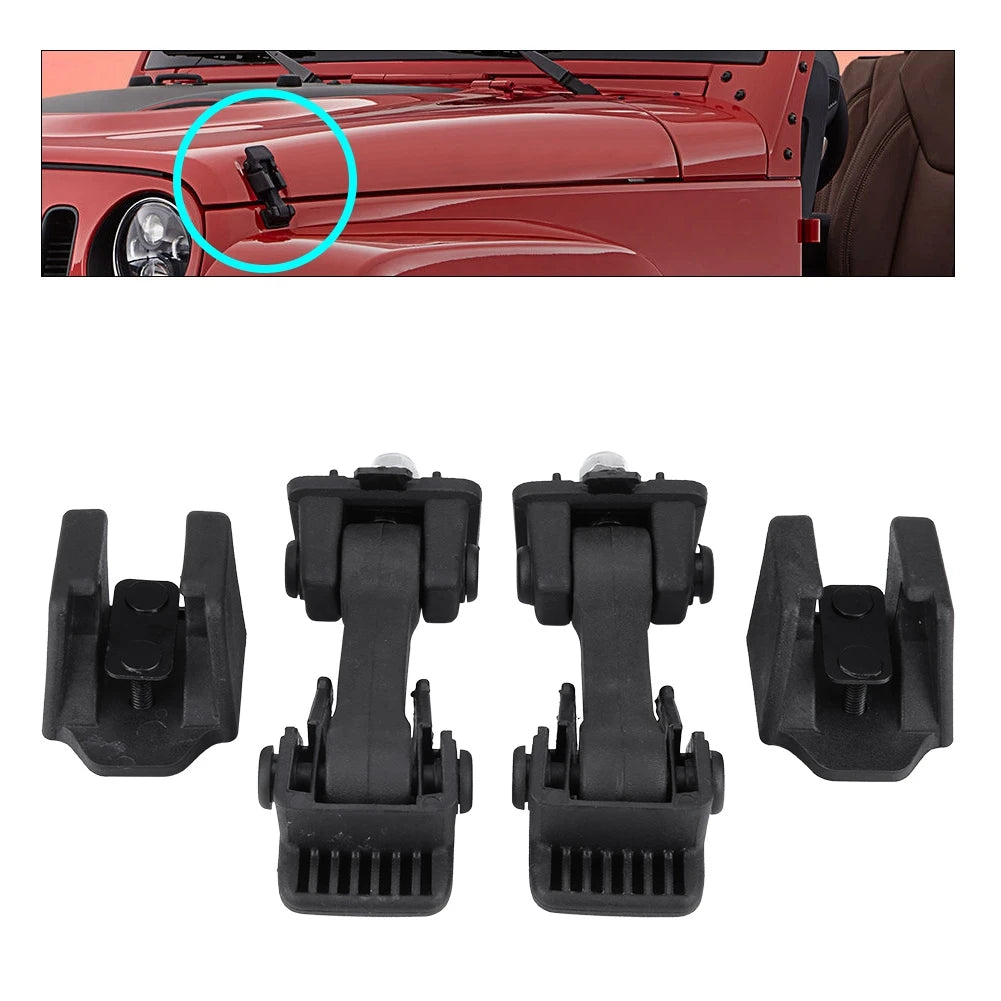 Hood Latch Safety Catches Brackets Jeep Wrangler JK 2007 2008 2009
