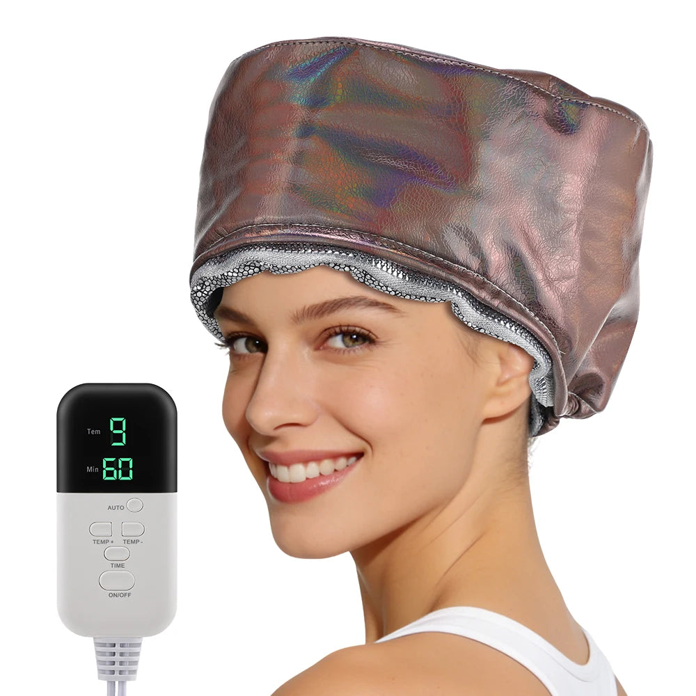 Hair Steamer for Deep Conditioning 9-Level Thermal Heat Cap Home Electric Portable Nourish Hair Mask Hat Thickened PE Bonnet Peaceful Pleasures Health and Wellness Hair Steamer US