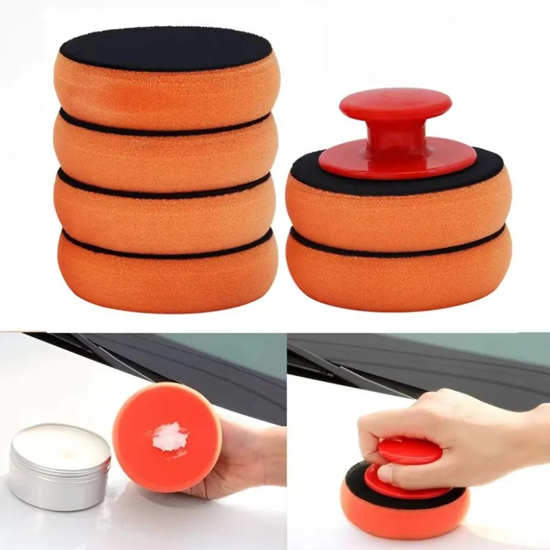 Car Waxing Sponge with Handle – Interior Leather Polish Tool