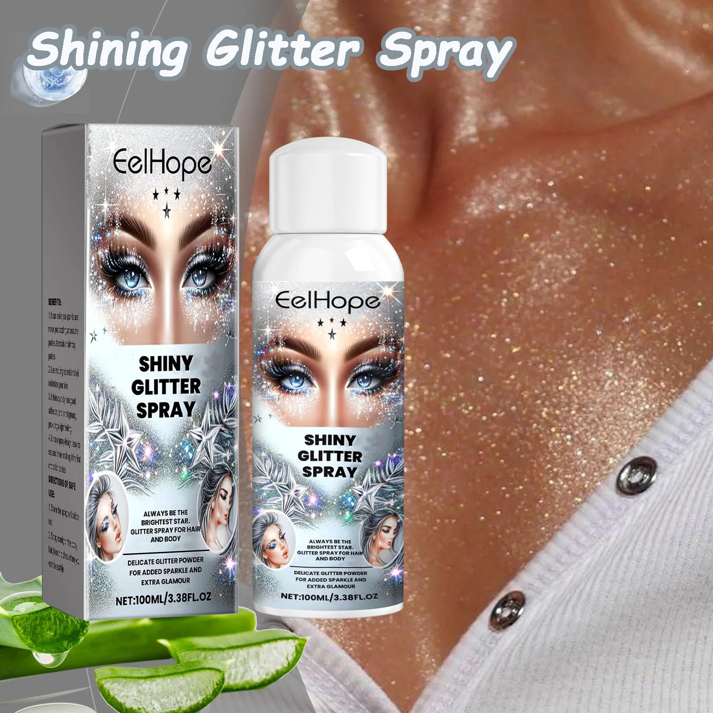Glitter Highlighter Body & Hair Spray – Party Shimmer Glow