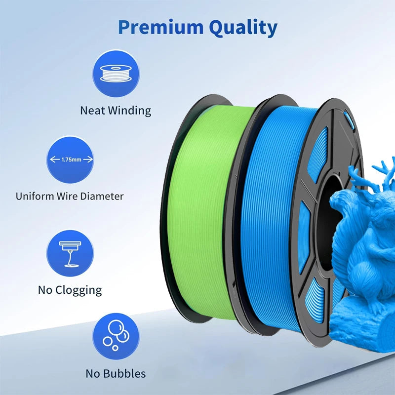PLA+ 3D Printer Filament 1.75mm ±0.02mm | 250G Blue+Green Spool