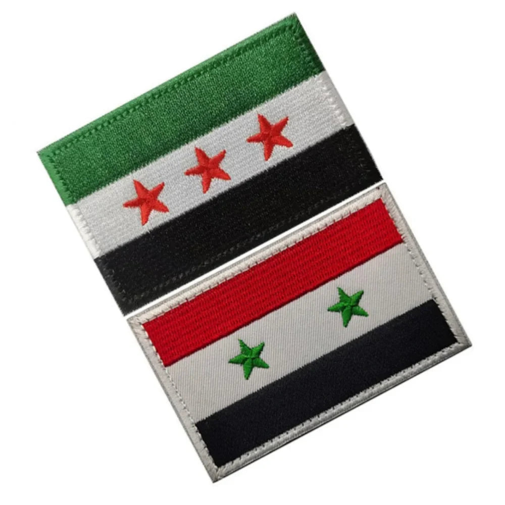 Syrian Flag Embroidered Patch – Iron-On & Hook Loop Badge