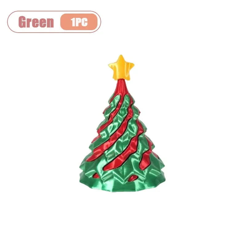 3D Printed Spiral Christmas Tree Fidget Toy | Dual-Color Swirl