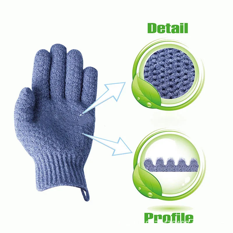 Shower men's and women's exfoliating gloves, dual texture body scrub gloves, dead skin remover suitable for home SPA massage (1 Peaceful Pleasures Health and Wellness Dark Blue