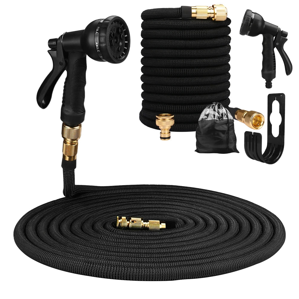 25/50/75/100ft Portable Garden Hose Water Gun For Cleaning Car Wash Machine Watering Sprinkler Durable Water Gun with Water Hose Peaceful Pleasures Health and Wellness