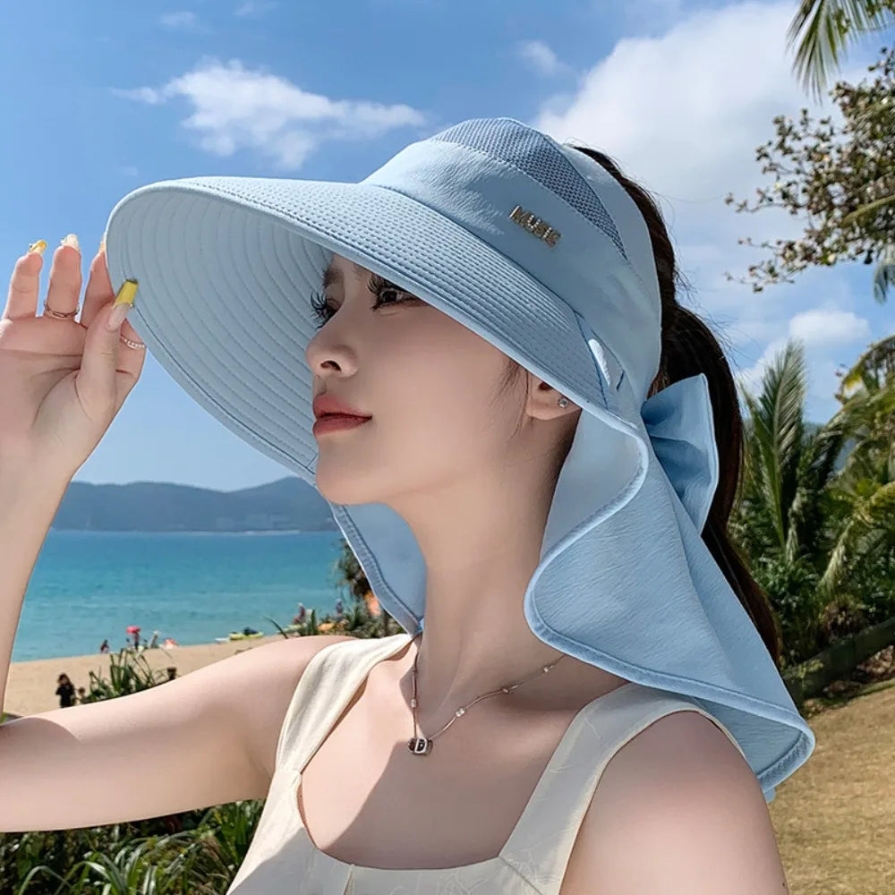 Women's Wide Brim UV Sun Hat – Ponytail & Neck Cover